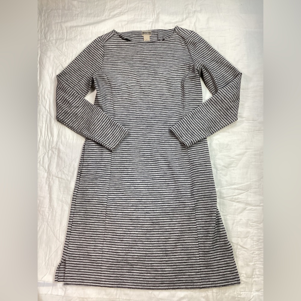 Duluth Trading Co Ponte Pro Stripe Dress‎ Gray Small